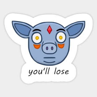 Pig Whom Loves a Staring Contest Sticker